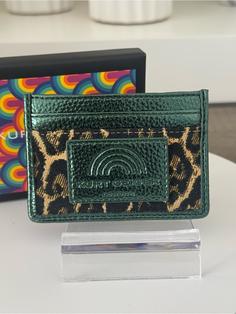 Kurt Geiger London Southbank Green Leather Card Holder – NWT with Box